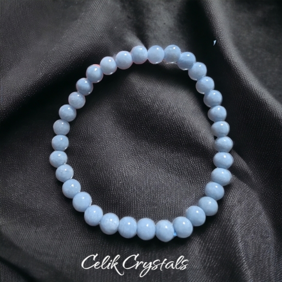 Angelite Bracelet Rare Natural Stones 6mm Women's Healing Bracelet - Picture 4 of 5